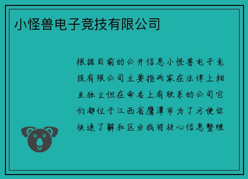 小怪兽电子竞技有限公司